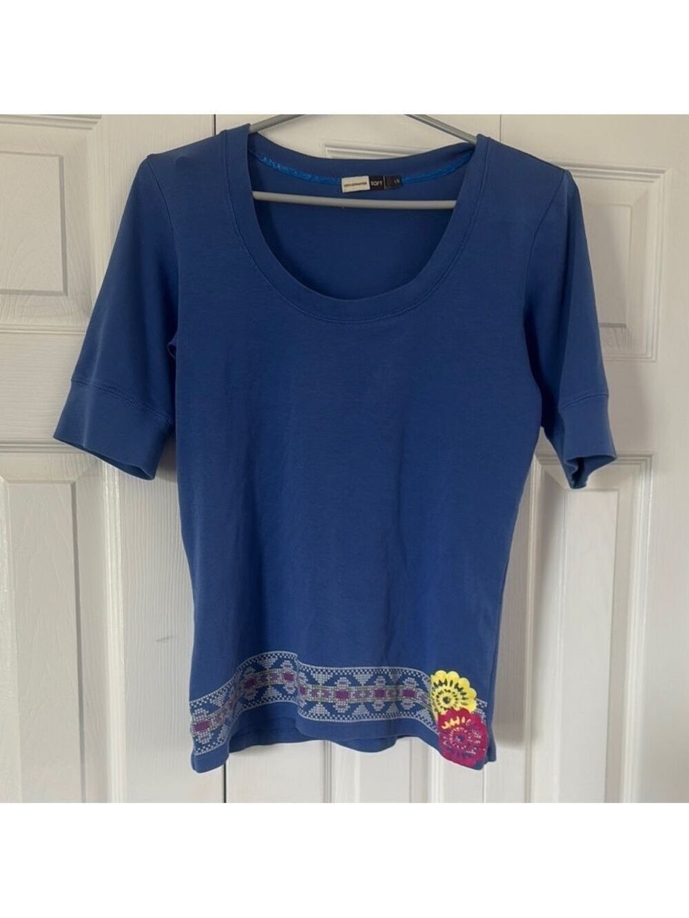 Denver Hayes Blue Fitted Embellished T-Shirt